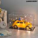 LANSCOERY Acrylic Display Case, 6x4x4 in, Upgraded Thickened UV-Resistant Showcase, 98% Clarity Dustproof Box with Glossy Black Base for Action Figures, LEGO & Models, Includes Scraper & LED Light