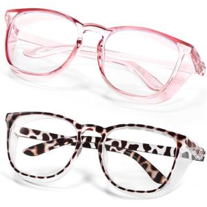 LASMEX Stylish Safety Glasses Goggles for Women Girls Anti-fog Glasses Protective Eyewear Clear Glasses (Pink/Tortoise)