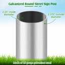 Yaocom Round Street Sign Post 8' Tall Real Estate Sign Post for Outside Breakaway Steel Galvanized Pipe for Garden Yard Street Parking, 2 3/8'' OD, Pack of 1, Large Signage