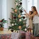 Soulchen 6 Pcs 3.15 Inch Crochet Christmas Balls Ornaments Christmas Knitted Ornaments Neutral Decoration Boho Handmade Crochet Decoration for Xmas Tree Rustic Farmhouse Decor(Brown,Beige,White)