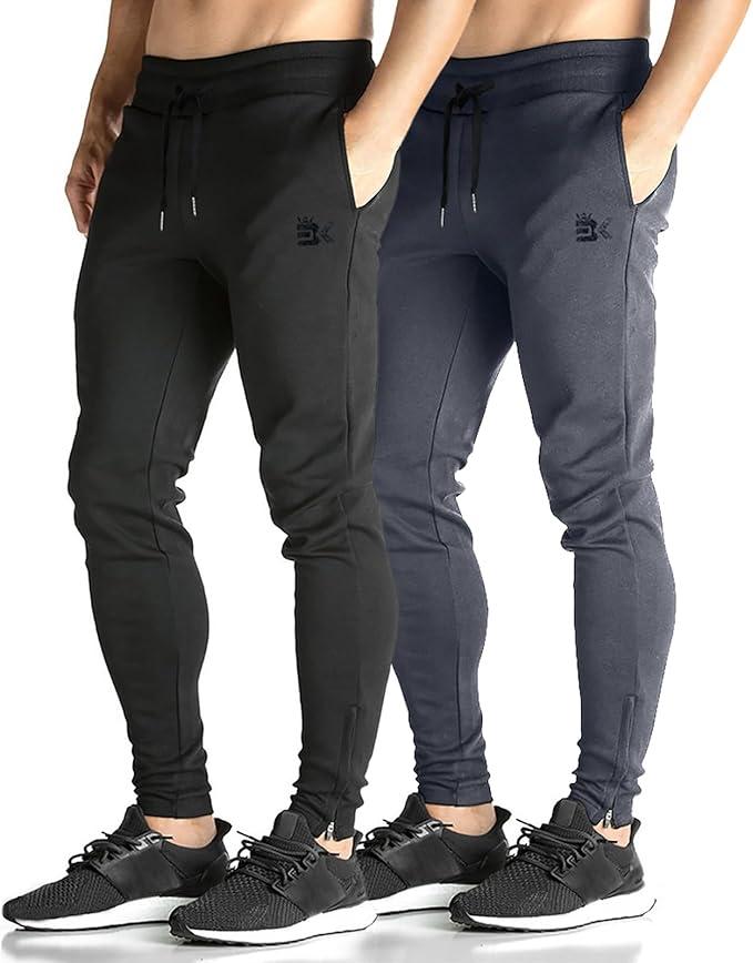 BROKIG Men's Zip Joggers Casual Gym Workout Track Pants Size M