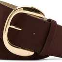 Steve Madden Women's Wide Faux Suede Belt (Medium, Chocolate)