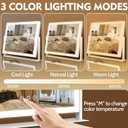ROLOVE Lighted Makeup Mirror 16.3"x12.6", Hollywood Vanity Mirror with 10X Magnifier, 3 Color LED Lighting Modes, Smart Touch Control & 360 Rotation, Tabletop Makeup Mirror (White, Gift Ready)