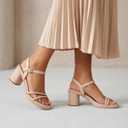 Women's Wide Width 2.7-Inch Block Heel Sandals Ankle Buckle Strappy Chunky Heels Prom Homecoming Wedding Dress Shoes, 7.5