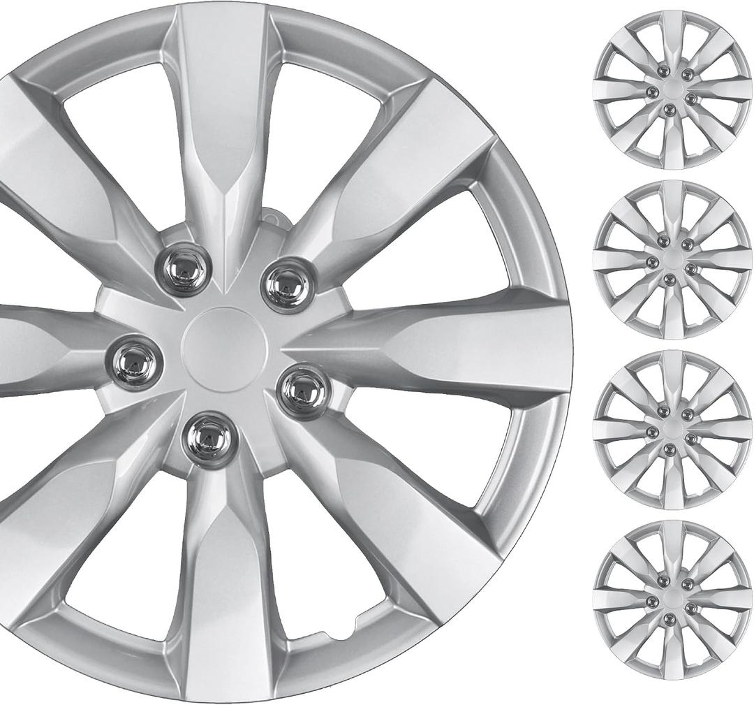 BDK (Set of 4) 16" Inch Rims Hubcaps Automotive Car Wheel Hub Caps Wheel Covers, Snap-On Direct OEM Replacement Toyota, Honda, Nissan, Ford, Mazda, Chevrolet, Mitsubishi, Kia, Hyundai, Volvo, BMW