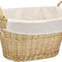 Household Essentials Wicker Laundry Basket with Handles, Handwoven Willow, Removable and Washable Liner, Great for Carrying Laundry or Storing Linens