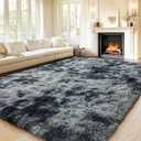 PIPABOBO Plush Area Rugs 5x7 for Bedroom Living Room, Fluffy Shag Rug Modern Soft High Pile Floor Carpet NonSlip for Dorm Nursery Kids Room Home Decor, TieDye Blue Grey