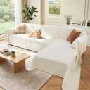 Houmiggle Sectional Couch Covers, 2 Pieces Washable L Shaped Couch Covers Sofa Blanket for Dogs Pet Friendly Sectional Sofa Slipcovers Furniture Covers,71"x118"+91"x134",(XXXLarge,Cream White)