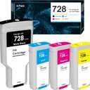 728 Ink Cartridge Set (Matte Black 300ml, Cyan, Magenta, Yellow 130ml) HP 728 Compatible with DesignJet T730 T830 MPF Large Format Plotter Printers F9J68A F9J67A F9J66A F9J65A