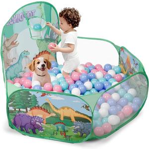 ZimiTeda Dinosaur Kids Ball Pit for Toddler with Basketball Hoop Foldable Pop-Up Baby Ball Pool for Girls Boys Indoor & Outdoor Game 47.24"/120cm Wide Plyahouse Tent (Balls NOT Included)