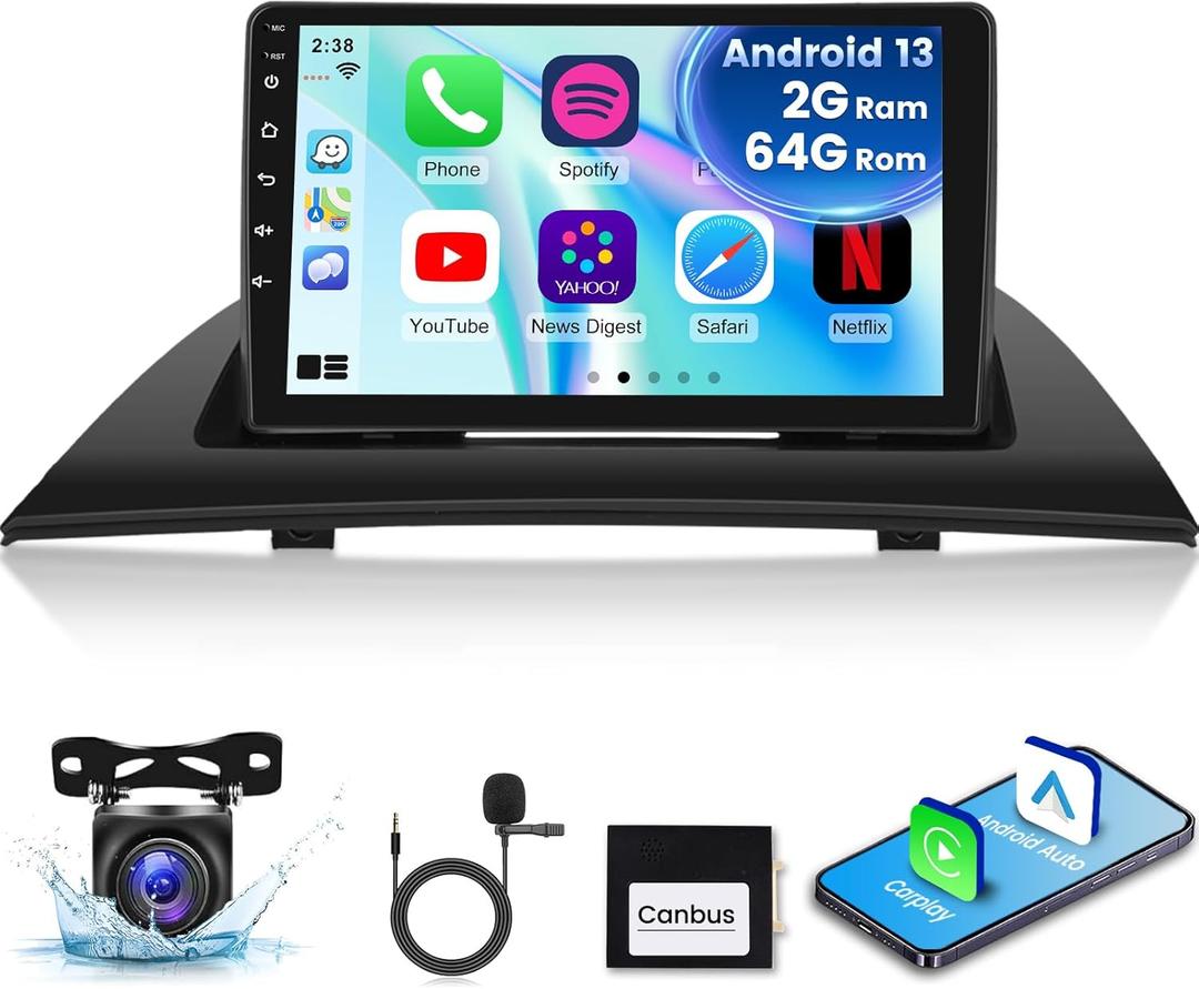 [2G+64G] Car Radio for BMW X3 E83 2004 2005 2006 2007 2008 2009 2010 2011 2012, Android 13 Touch Screen Car Play Stereo, Carplay/Android Auto/EQ Audio/Bluetooth/SWC