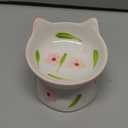 Ceramic Raised Cat Bowls, Anti Vomiting and Protect Pets' Spines for Indoor Cats Whisker Friendly Pet Feeder for Cats Puppies (Pink)