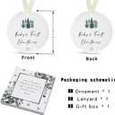 Babys First Christmas Ornaments 2025 Babies First Christmas Ornament Baby's 1st Ornament for Boys Girls Round Ceramic Decoration with Gift Box&Ribbon (2.9" (New Baby-green Christmas Tree)