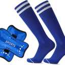 Soccer Shin Guards and Socks for Kids Youth Lightweight Protective Defender Gear for 4-18 Years Old Toddler Children Boys Girls Soccer Equipment (Small, Blue)