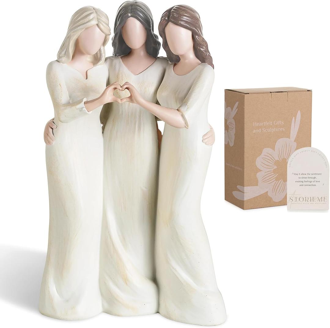 Storieme Friend Birthday Gifts for Women: Unique 3 Sisters Friendship Resin Figurines Statue - Sister Gift from Sisters - Special Christmas Friendship Day Present for Besties Female