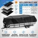 Heavy Duty 900D PU Pontoon Boat Cover, 24'3-26'2 Trailerable Marine Grade Boat Cover Adjustable Windproof Straps & Waterproof Resist Strong Sunlight for SunTracker Party Barge/SPORTFISH/Fishin Barge