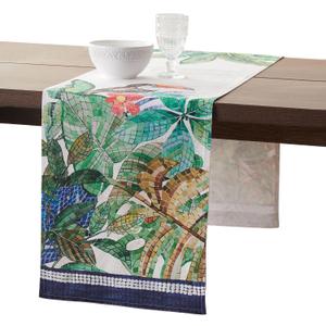 Maison d' Hermine Table Runner 100% Combed Cotton Premium 14.50 Inch x 72 Inch Decorative Runner Table Runners, Dining, Kitchen, Parties & Camping, Mosaic (Double Layer)