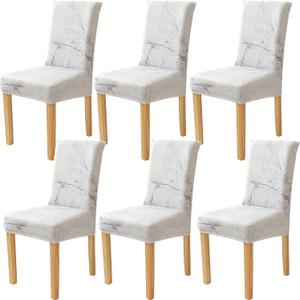 Chair Covers for Dining Room Set of 6 Pack Marble Slipcovers High Back Chairs Cover Stretch Slipcover