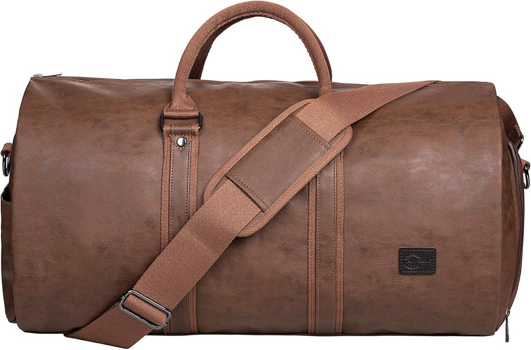 seyfocnia Convertible Travel Garment Bag,Carry on Garment Duffel Bag for Men Women - 2 in 1 Hanging Suitcase Suit Business Travel Bag (Brown)