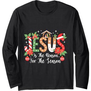 Christmas Jesus is The Reason for The Season Nativity Long Sleeve T-Shirt