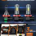 SEALIGHT H11 H8 H16 LED Fog Light Bulbs or DRL, Real 360 illumination Fog Bulbs, 6000K 400% Brightness Upgraded, H16 Front Fog Lamp,Non-polarity, Pack of 2, Plug&Play