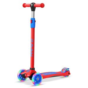 Dribbl 3-Wheel Kids Scooter - Lean-to-Steer Technology, Adjustable Height Handlebar, Anti-Slip Deck, Scooter for Boys & Girls Ages 3+, Child Safety Approved, Support Riders Up To 165 lbs, Red and Blue
