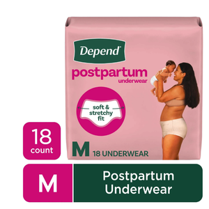 Depend Postpartum Underwear for Women, Maximum Absorbency, Medium, 18 Count