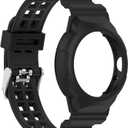 MOTONG Compatible with Google Pixel Watch Replacement Band - Transparency Silicone Replacement Wrist Band Strap Compatible with Google Pixel Watch(Black)