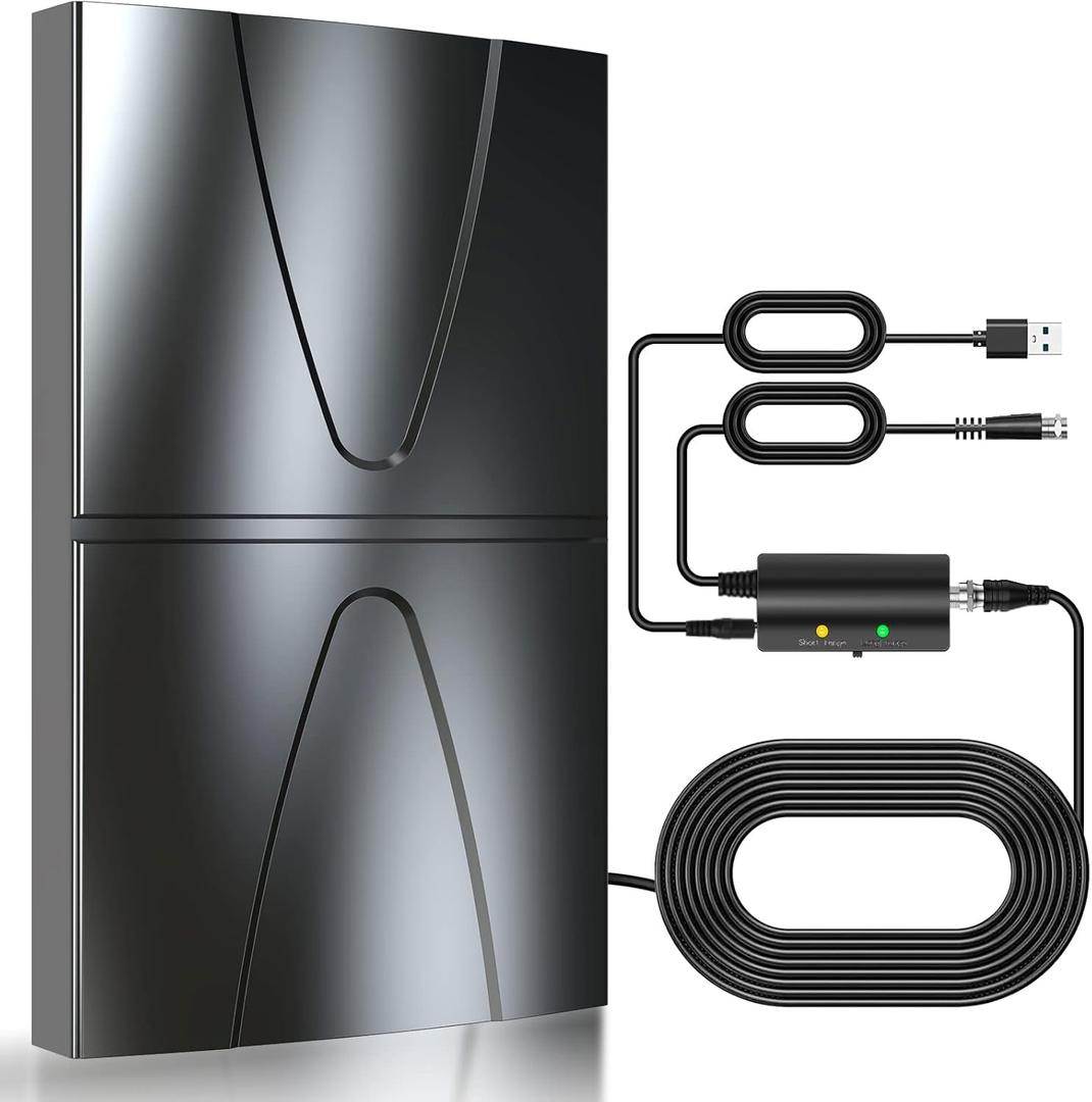2025 Updated Strongest TV Antenna,1600 Miles Range Indoor/Outdoor Antenna for Smart TV and All Old TV's,360 Reception Digital TV Antenna for Local Channels-Thick Coax Cable and Amplifier