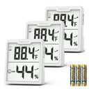 3 Pieces Digital Hygrometer Indoor Thermometer Humidity Meter with Accurate Temperature and Humidity Monitor for House, Baby Room, Office, Greenhouse, Cellar (White)