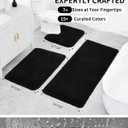 Bathroom Rugs Non Slip Washable 36x24, Ultra Thick Soft Microfiber Absorbent Bath Mats, High Density Foam Latex Non Slip Backing Bath Rugs, Fluffy Floor Carpet for Tub&Shower, Black
