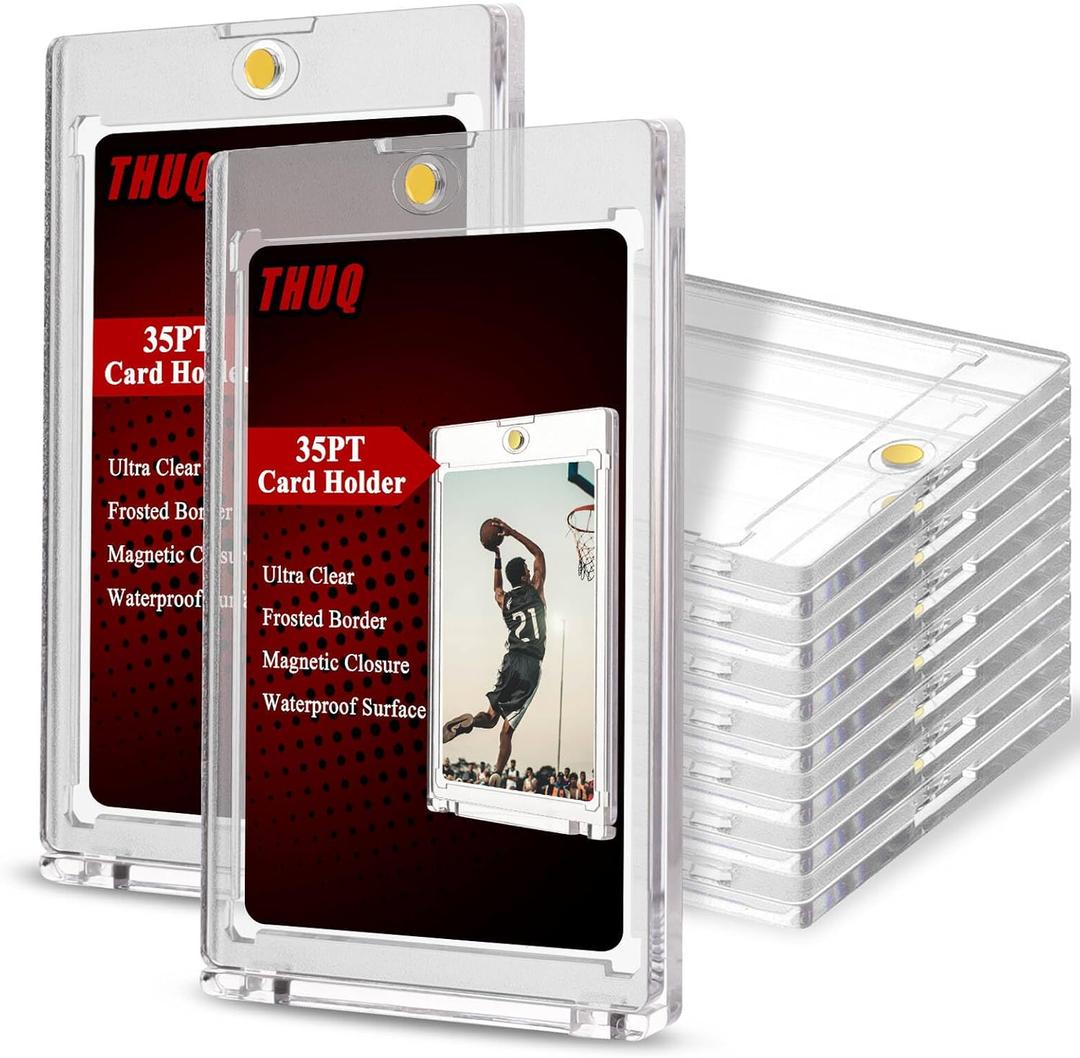 10ct Magnetic Card Holder for Trading Cards, 35pt Magnetic Card Case for Baseball Cards, Display Case for Game Cards, Sports Cards, Card Protectors Hard Plastic Acrylic