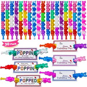 JUNQIU Valentines Day Cards For Kids School, 30 Pack Pop It Valentines Cards, Bulk Valentines Exchange Cards For Kids Classroom, Class Valentines Day Gifts For Boys Girls