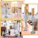 Didaey 16 Pcs Wedding Centerpieces for Tables, Gold Silver Vase Centerpiece with Chandelier Crystal Metal Flower Stand, Tall Flower Vases for Wedding Party Home Decoration(Silver,21.3)