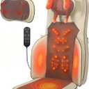 Bz&Rl Shiatsu Neck and Back Massager for Chair - Back Massager for Pain Relief Deep Tissue, Shoulder & Leg Muscle Relaxation, Ideal Gift for Men & Women (Khaki)