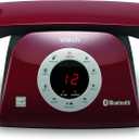 VTECH VS122-16 Retro-Design Cordless Phone: Bluetooth Connect to Cell, Call Blocker, Answering System, Full-Duplex Speakerphone (Red)
