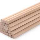 Wood Dowels Wooden Dowel Rods for Crafts, 25PCS 3/8 x 18 Round Macrame Wooden Sticks for Crafting, Unfinished Hardwood Sticks for Arts and DIYers, Tiered Cake Support and Wedding Ribbon Wands (3/8"18"-25PCS)