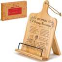 PUERSI Cookbook Stand, Wedding Gift for Newlyweds, Wooden Recipe Book Holder, Best Wedding Anniversary Gifts Ideas for Couples, Adjustable Cook Book Stand for Kitchen Counter