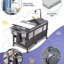 ADOVEL Baby Bassinet Bedside Crib, Pack and Play with Mattress, Diaper Changer and Playards from Newborn to Toddles, Grey