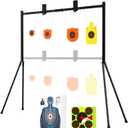 AR500 Steel Targets and Stand System Kit, 3/8" Thickness
4", 6", 8" Gongs & 7"x12" Torso, Adjustable 35.5"-63.5" Shooting Target Stand, Bonus 10pc Paper Targets & 10 Stickers