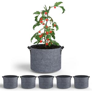 5-Pack Grow Bags 1 Gallon Thickened Plant Grow Bags Multi-Purpose Nonwoven Fabric Pots with Durable Handles, Outdoor Garden Plant Pots for Fruits Vegetables Flowers Herb Bonsai Plants, Gray 5-Pack Grow Bags 1 Gallon Thickened Plant Grow Bags Multi-Purpose Nonwoven Fabric Pots with Durable Handles, Outdoor Garden Plant Pots for Fruits Vegetables Flowers Herb Bonsai Plants, Gray