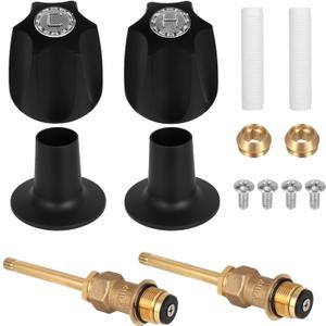 Bathtub Shower Trim Kit, Metal Matte Black Bathtub Shower Knob Replacement Accessories Parts Kit Include Flange Bases Valve Stems, Compatible with Price Pfister Verve