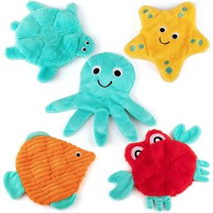 AWOOF No Stuffing Squeaky Dog Toys - Indestructible for Large, Medium, Small Dogs - Interactive, Durable Birthday, Christmas Gifts with Animal or Fruit Themes
