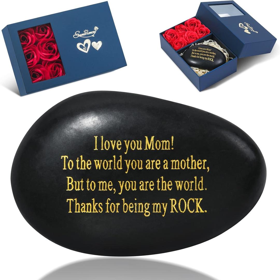 Valentines Day Gifts for Mom - Unique Valentines Day Card for Mom from Daughter Son - Engraved Rock Paperweight - I Love You Mom Gifts - Best Mother in Law Valentines Gifts & Birthday Present