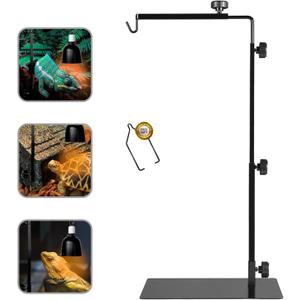 Reptile Metal Lamp Stand, Adjustable 24 to 38 in of The Basking Light Floor Holder Heat Lamp Bracket, Suitable for Snake Turtle Bearded Dragon Chameleon Habitat Terrarium Tank Accessories