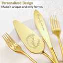 Ovveroche Wedding Cake Knife and Server Set, 4 Pack Stainless Steel Cake Cutting Knife, Slicer and Forks Server for Wedding, Anniversary, Birthday, Baby Shower(Gold 2026)