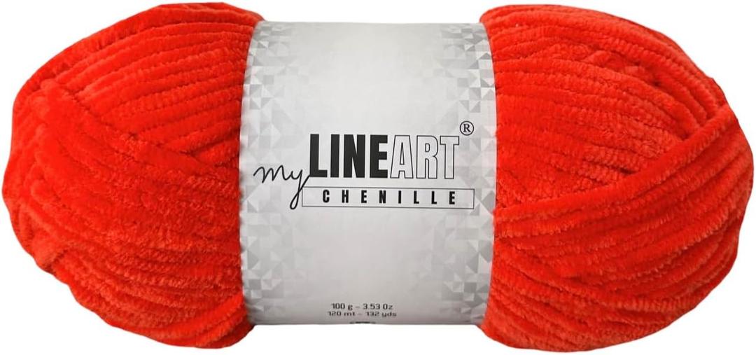 Soft Velvet Yarn Chenille Crocheting Baby Blanket Yarn for Knitting 100 gr, 120m (132 yds) Amigurumi (Orange)