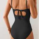 Eomenie Women's Push Up Wrap Front Swimsuit One Piece Tummy Control Bathing Suits Bandeau Support Slimming Swimwear (Black, M)
