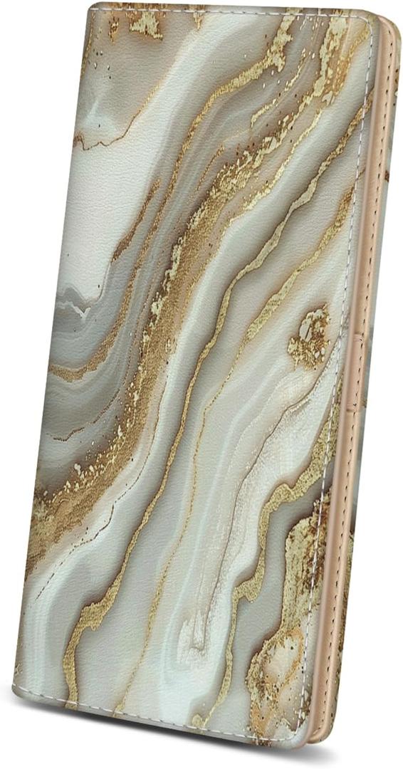 Immaturus Gold Marble Womens Wallet, Slim Thin RFID Blocking Card Wallets, Bifold PU Leather Credit Card Holder Organizer, Cute Cash Clutch Long Billfold with Zipper Coin Pocket Ladies Girls Gift