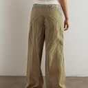 Womens Low Rise Wide Leg Striped Pants Jeans Boho Striped Drawstring Patchwork Denim Pants Trendy 2025 (Green, M)